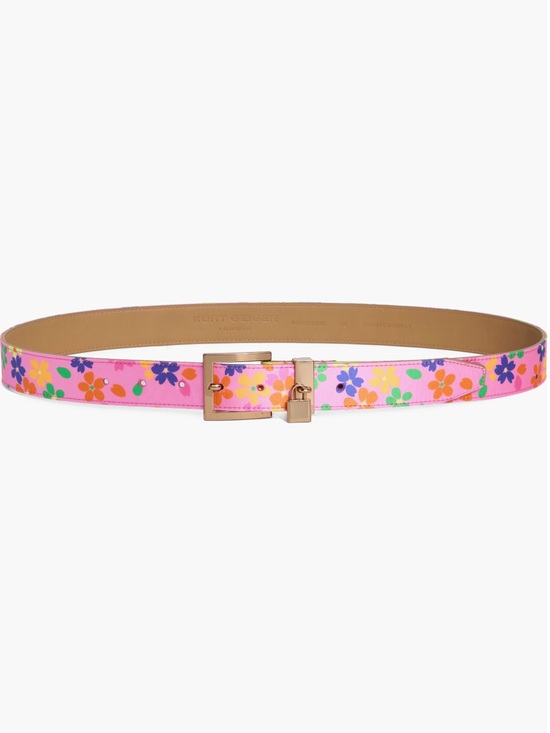 Kurt Geiger Accessories - Kurt Geiger Pink Floral Belt with Gold Buckle